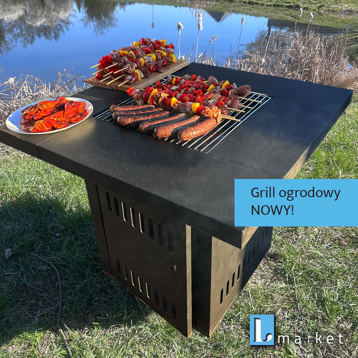Grill ogrodowy ze stalowym blatem